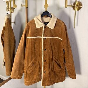 LP Uomo Vintage Suede Shearling Rancher Coat - Marlboro Style